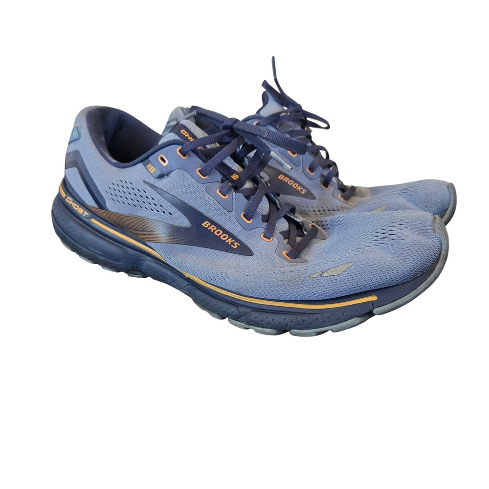Brooks Ghost 15 Mens Running Shoes Blue Orange Wide 2E Size 14 Gorpcore